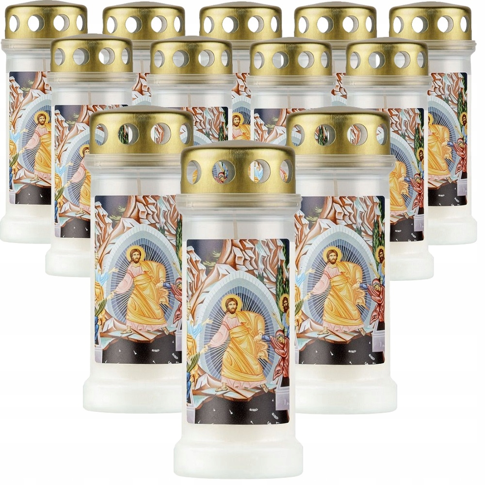 Bolsius Jezus Zmartwychwstały znicz z metalowym deklem 12 sztuk