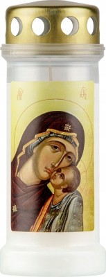 Bolsius Maria z Dzieciątkiem znicz z metalowym deklem 12 sztuk