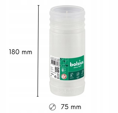 Bolsius wkład parafinowy do zniczy RP6W zgrzewka 12 sztuk (135h)