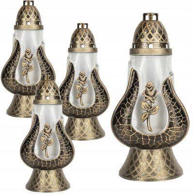 Bispol 4061 Czarny Złocony znicz szklany 4 sztuki