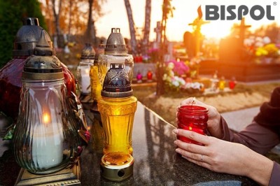 Bispol 4059 Biały Srebrzony znicz szklany 4 sztuki