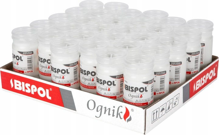 Bispol Ognik WP2N wkłady parafinowe do zniczy o czasie palenia 2 dni 30 sztuk