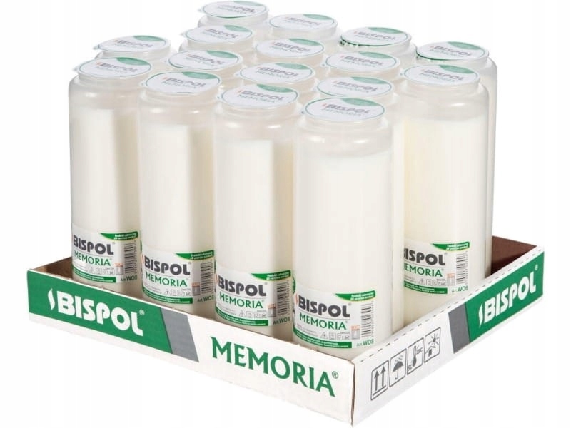Bispol Memoria w08 wkłady olejowe do zniczy 8 dni palenia 16 sztuk