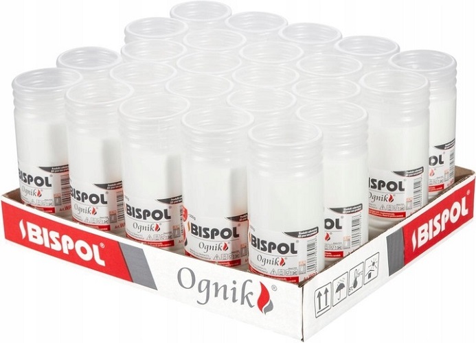 Bispol Ognik WP3 wkłady parafinowe do zniczy o czasie palenia 3 dni 24 sztuki