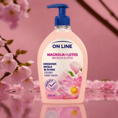 On Line Magnolia i Lotos z probiotykami kremowe mydło w płynie z dozownikiem 500ml