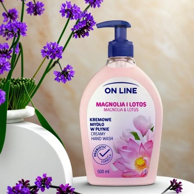 On Line Magnolia i Lotos z probiotykami kremowe mydło w płynie z dozownikiem 500ml