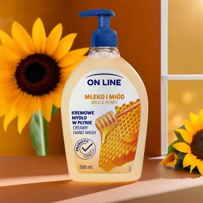 On Line Mleko i Miód z probiotykami kremowe mydło w płynie z dozownikiem 500ml