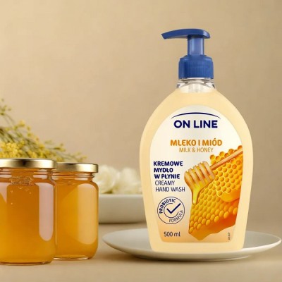 On Line Mleko i Miód z probiotykami kremowe mydło w płynie z dozownikiem 500ml