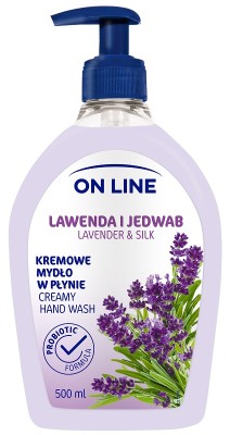 On Line Lawenda i Jedwab z probiotykami kremowe mydło w płynie z dozownikiem 500ml