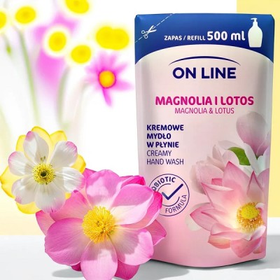 On Line Magnolia i Lotos z probiotykami mydło w płynie zapas 500ml
