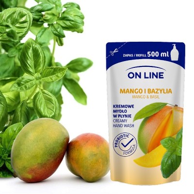 On Line Mango i Bazylia z probiotykami mydło w płynie zapas 500ml