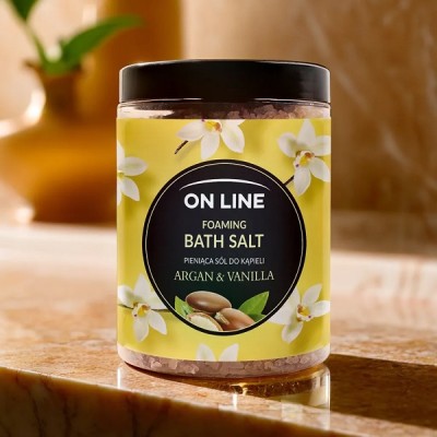 On Line Argan & Vanilia pieniąca sól do kąpieli 1,2kg