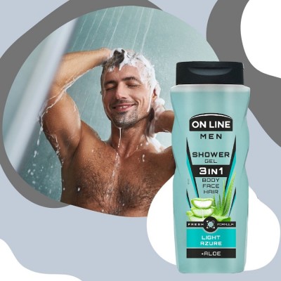 On Line Men Light Azure męski żel 3w1 pod prysznic 410ml