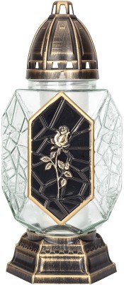 Bispol 4074 Złota Róża na czarnym tle znicz szklany 4 sztuki