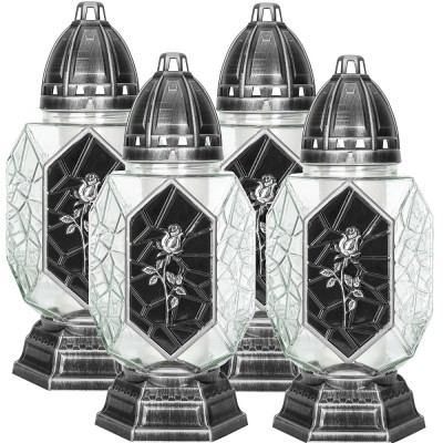 Bispol 4073 Róża na czarnym tle znicz szklany 4 sztuki