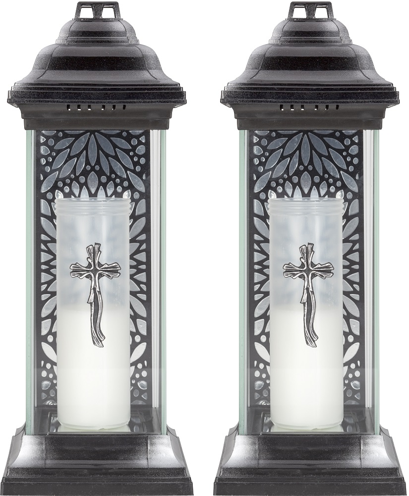 Bispol znicz szklany Latarnia 5034 z wkładem tacka 2 sztuki