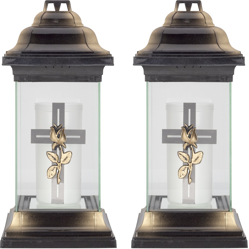 Bispol znicz szklany Latarnia 5035 z wkładem tacka 2 sztuki