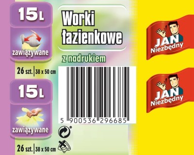 Jan Niezbędny Easy Pack łazienkowe zapachowe worki do łazienki z nadrukiem 15l 25 szt.