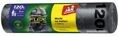 Jan Niezbędny Magnum Flex & Strong worki czarne z taśmą 120l 8 szt.
