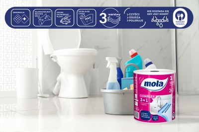 Mola Zestaw Milove papier toaletowy 10 rolek x 2 sztuki oraz Complex ręcznik papierowy 1 sztuka