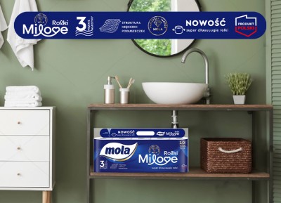 Mola Zestaw Milove papier toaletowy 10 rolek x 3 sztuki oraz Complex ręcznik papierowy 3 sztuki