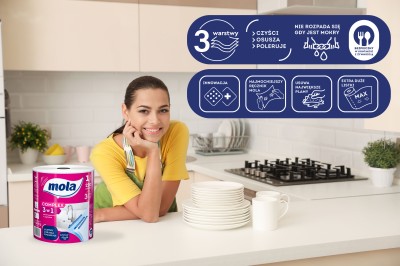 Mola Zestaw Milove papier toaletowy 4 rolki x 2 sztuki oraz Complex ręcznik papierowy 2 sztuki