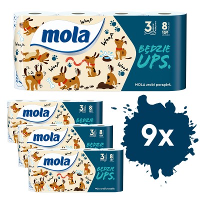Mola Zestaw Będzie UPS papier toaletowy 8 rolek x 9 sztuk
