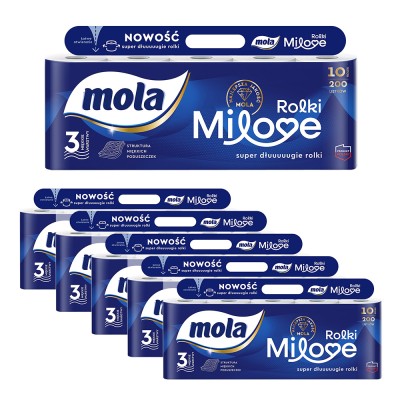 Mola Zestaw Milove papier toaletowy 10 rolek x 6 sztuk