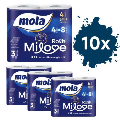 Mola Zestaw Milove papier toaletowy 4 rolki x 10 sztuk