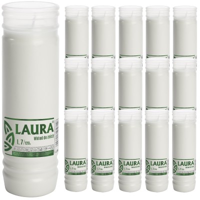 Bispol Laura L7 wkłady do zniczy zalewane około 120h palenia tacka 16 sztuk