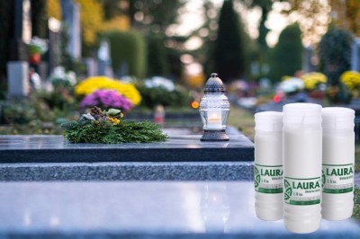 Bispol Laura L7 wkłady do zniczy zalewane około 120h palenia tacka 16 sztuk