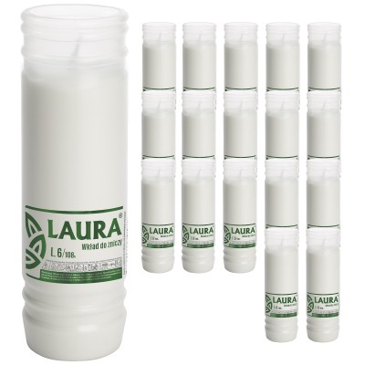 Bispol Laura L6 wkłady do zniczy zalewane około 108h palenia tacka 18 sztuk