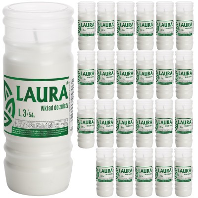 Bispol Laura L3 wkłady do zniczy zalewane około 54h palenia tacka 24 sztuki