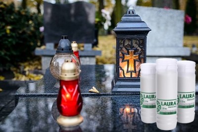 Bispol Laura L3 wkłady do zniczy zalewane około 54h palenia tacka 24 sztuki