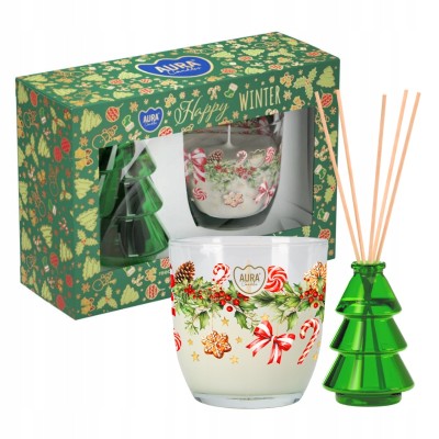 Bispol Radosna Zima zestaw upominkowy  (dyfuzor + świeca zapachowa)