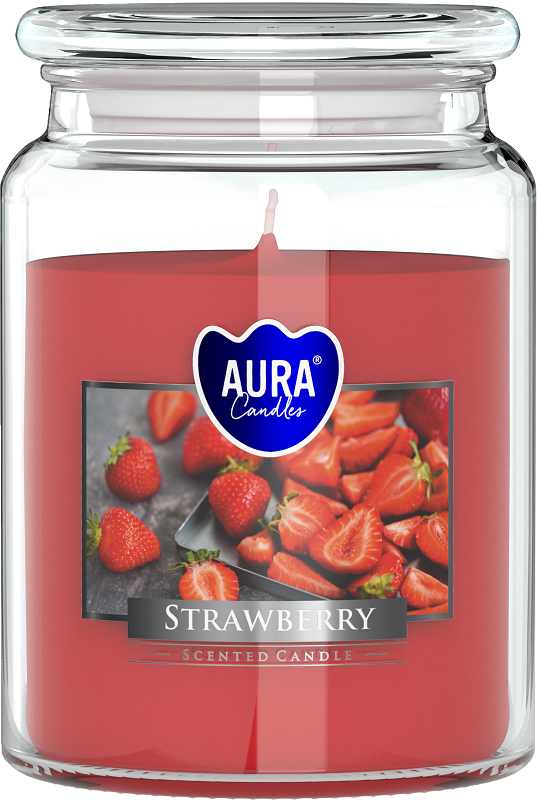 Bispol Aura snd99-73 Truskawka duża świeca zapachowa w słoju z wieczkiem 100h