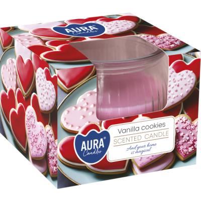 Bispol Aura sn69-436 WANILIOWE CIASTECZKA świeca zapachowa w karbowanym szkle - 18h