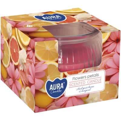 Bispol Aura sn69-428 PŁATKI KWIATÓW świeca zapachowa w karbowanym szkle - 18h