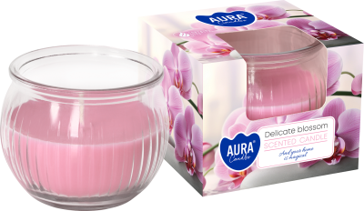 Bispol Aura sn69-421 DELIKATNE KWIATY świeca zapachowa w karbowanym szkle - 18h