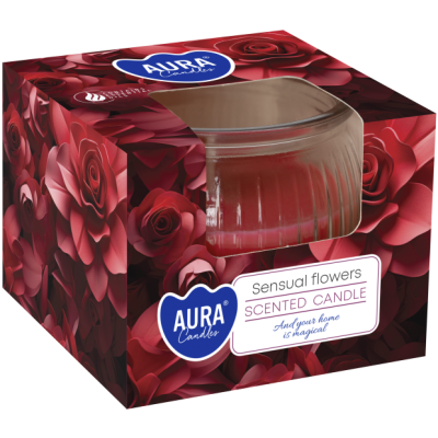 Bispol Aura sn69-420 ZMYSŁOWE KWIATY świeca zapachowa w karbowanym szkle - 18h