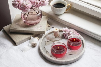 Bispol Aura sn69-420 ZMYSŁOWE KWIATY świeca zapachowa w karbowanym szkle - 18h