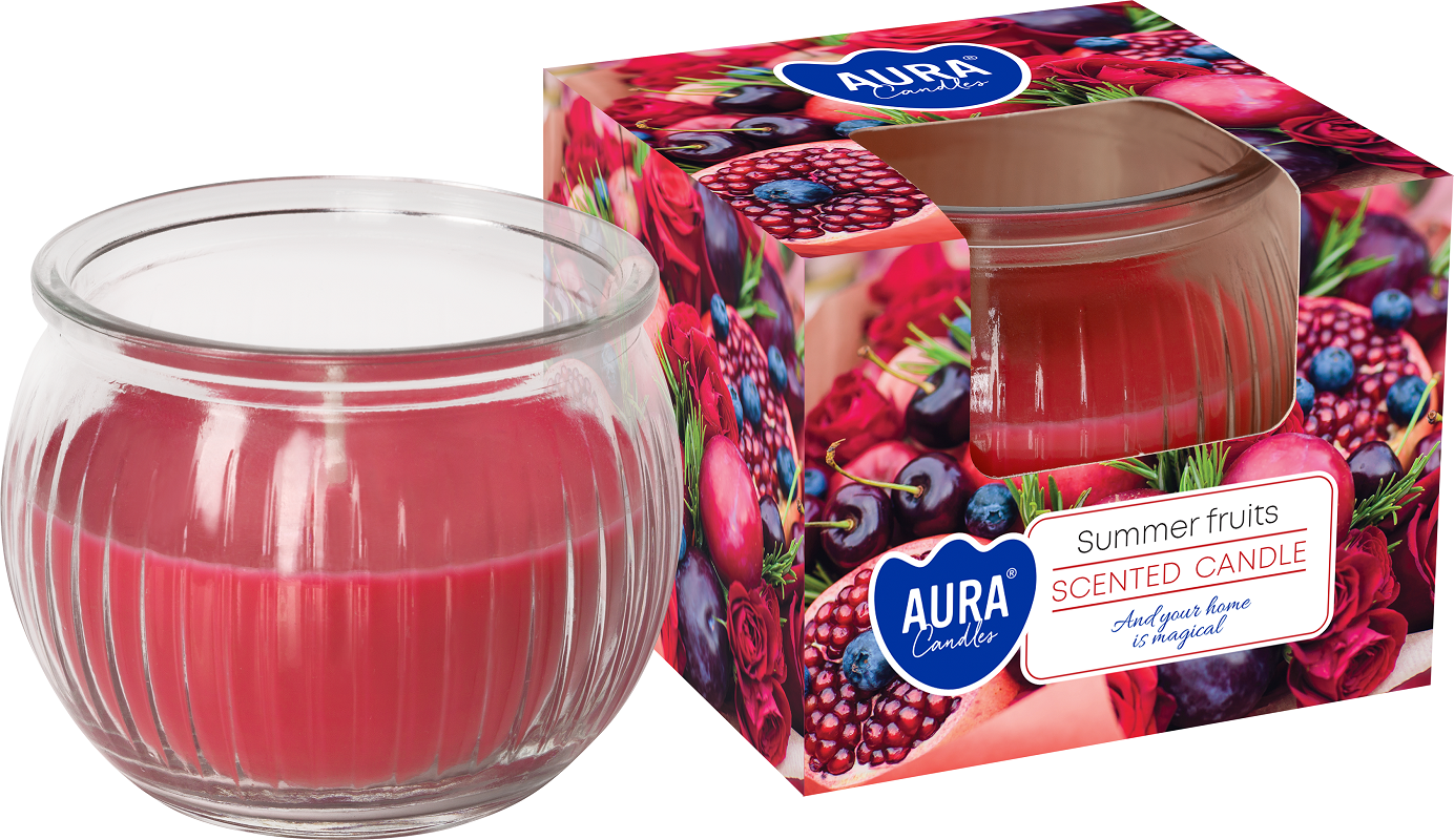 Bispol Aura sn69-405 LETNIE OWOCE świeca zapachowa w karbowanym szkle - 18h