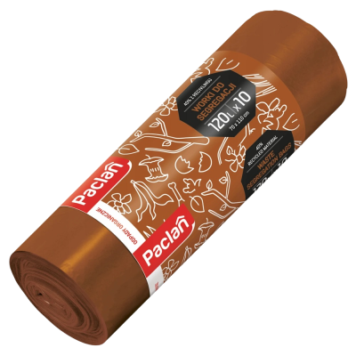 Paclan brązowe worki na śmieci do segregacji bio odpady 120L 10 szt.