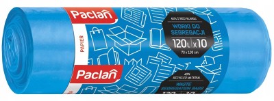 Paclan niebieskie worki na śmieci do segregacji papieru 120L 10 szt.