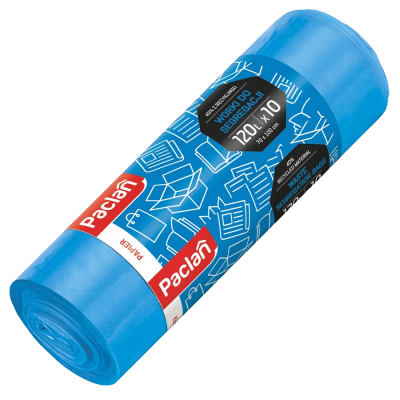 Paclan niebieskie worki na śmieci do segregacji papieru 120L 10 szt.