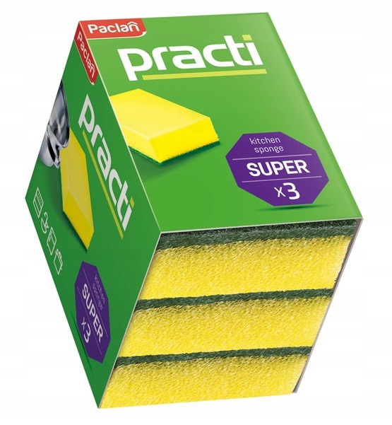 Paclan Practi gąbka zmywakowa do naczyń 3 sztuki