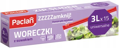 Paclan uniwersalne woreczki z suwakiem 3l 15 sztuk