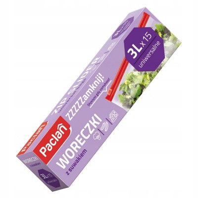 Paclan uniwersalne woreczki z suwakiem 3l 15 sztuk