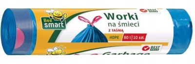 Paclan Bee Smart niebieskie worki na odpady z taśmą 60 l 10 sztuk