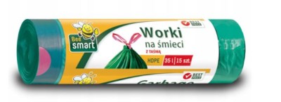 Paclan Bee Smart zielone worki na odpady z taśmą 35l 15 sztuk